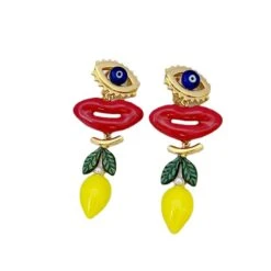 1 Pair Lady Lips Devil'S Eye Fruit Plating Metal Drop Earrings -Cheap Jewelry Store 1681846510242893824