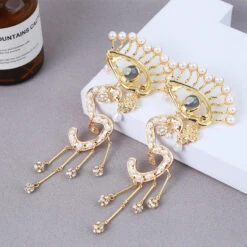 1 Pair Retro Devil'S Eye Flower Inlay Alloy Artificial Pearls Rhinestones Drop Earrings -Cheap Jewelry Store 1681847015186763776 1