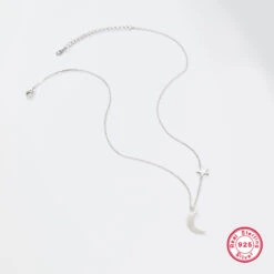Luxurious Star Moon Sterling Silver Plating White Gold Plated Pendant Necklace -Cheap Jewelry Store 1682239873882394624 1