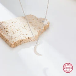 Luxurious Star Moon Sterling Silver Plating White Gold Plated Pendant Necklace -Cheap Jewelry Store 1682239873899171840