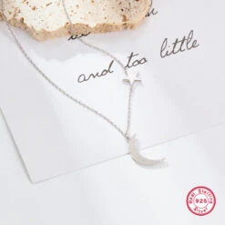 Luxurious Star Moon Sterling Silver Plating White Gold Plated Pendant Necklace -Cheap Jewelry Store 1682239873903366144
