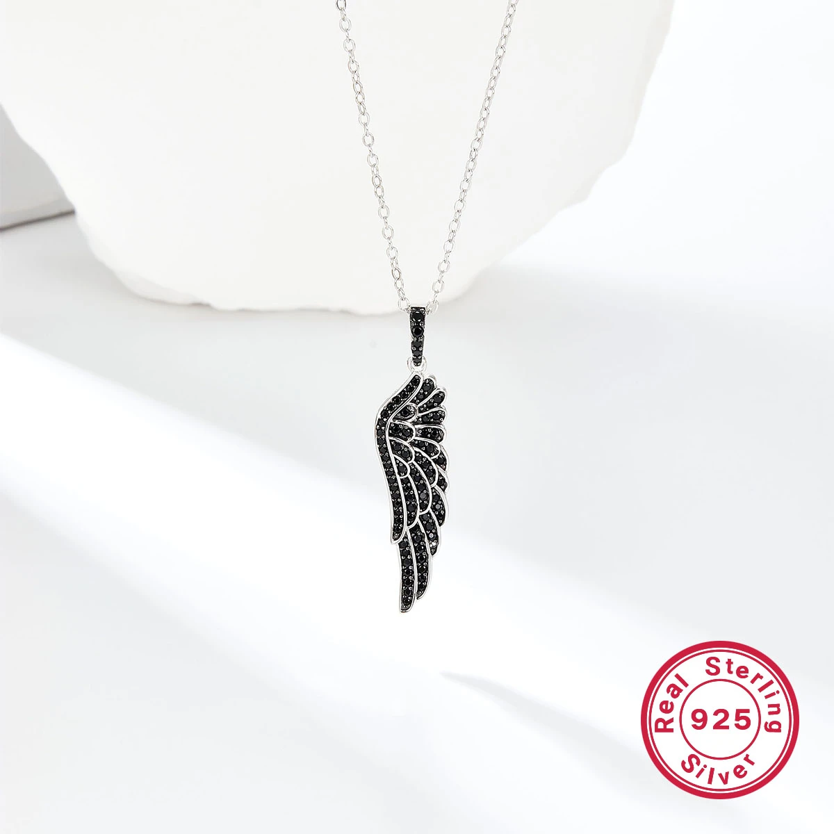Lady Streetwear Feather Sterling Silver Plating White Gold Plated Pendant Necklace 4 Lady Streetwear Feather Sterling Silver Plating White Gold Plated Pendant Necklace - Image 2