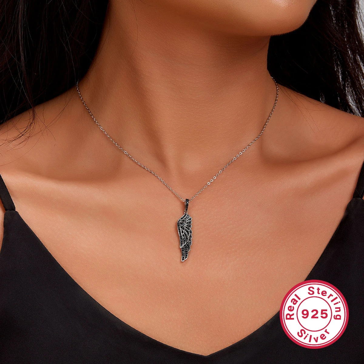 Lady Streetwear Feather Sterling Silver Plating White Gold Plated Pendant Necklace 6 Lady Streetwear Feather Sterling Silver Plating White Gold Plated Pendant Necklace - Image 4