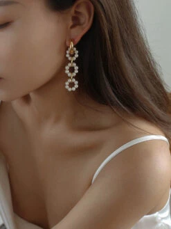 1 Pair Simple Style Round Patchwork Freshwater Pearl Copper Drop Earrings -Cheap Jewelry Store 1682603923132780544