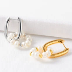 1 Pair Sweet Double Ring Beaded Plating Freshwater Pearl Copper Drop Earrings -Cheap Jewelry Store 1682609659522977792