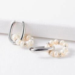 1 Pair Sweet Double Ring Beaded Plating Freshwater Pearl Copper Drop Earrings -Cheap Jewelry Store 1682609692666368000