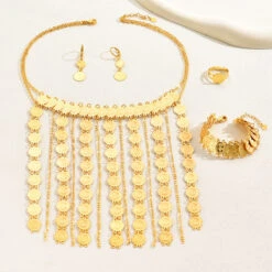 Elegant Glam Lady Geometric Copper Tassel Plating 18K Gold Plated Rings Earrings Necklace -Cheap Jewelry Store 1682681799563677696