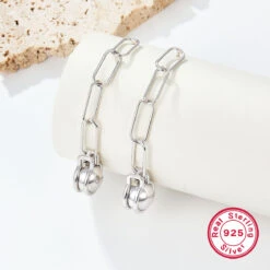 1 Pair Commute Round Inlay Sterling Silver Freshwater Pearl White Gold Plated Drop Earrings -Cheap Jewelry Store 1683331810081247232