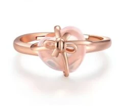 Lady Heart Shape Sterling Silver Inlay Gem Open Rings -Cheap Jewelry Store 1684466655788404736