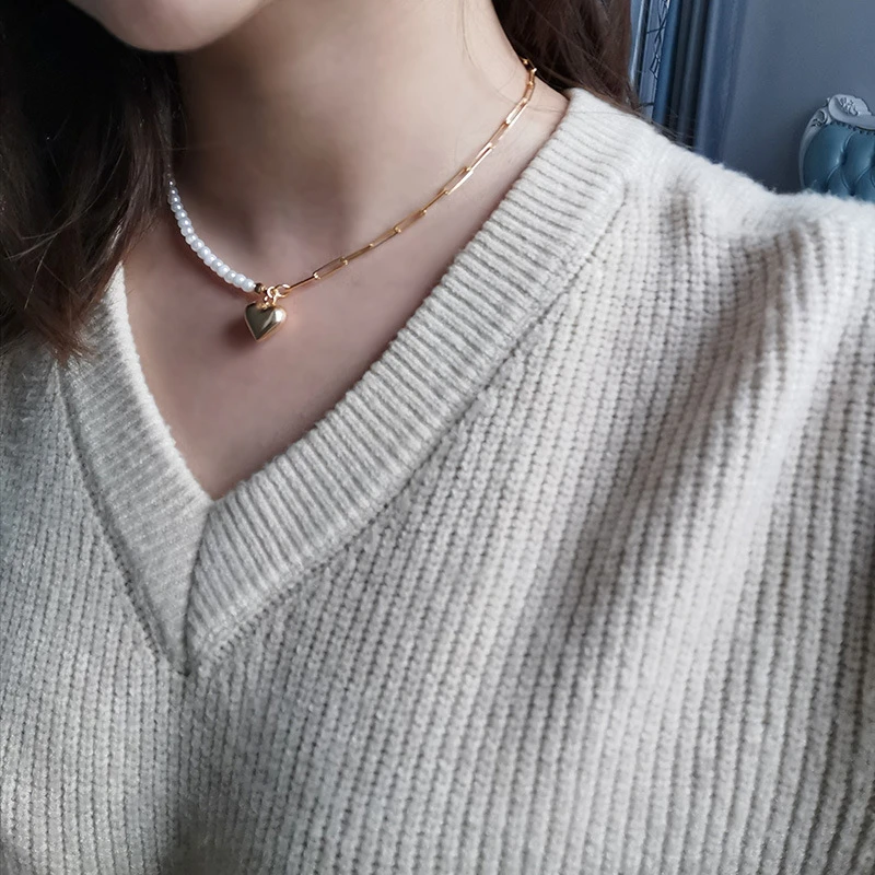 Streetwear Heart Shape Sterling Silver Plating Pendant Necklace 5 Streetwear Heart Shape Sterling Silver Plating Pendant Necklace - Image 3