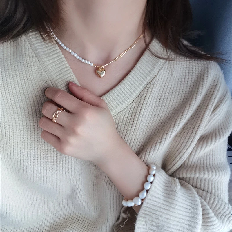 Streetwear Heart Shape Sterling Silver Plating Pendant Necklace 6 Streetwear Heart Shape Sterling Silver Plating Pendant Necklace - Image 4