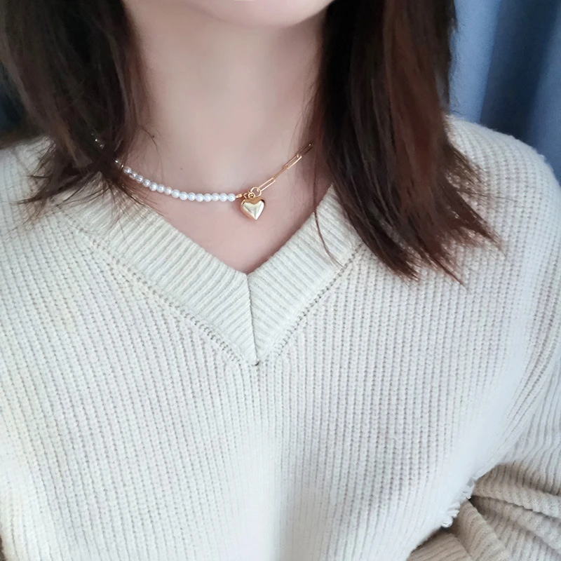 Streetwear Heart Shape Sterling Silver Plating Pendant Necklace 4 Streetwear Heart Shape Sterling Silver Plating Pendant Necklace - Image 2